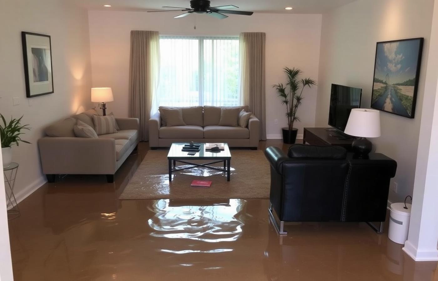 Flooded room before restoration